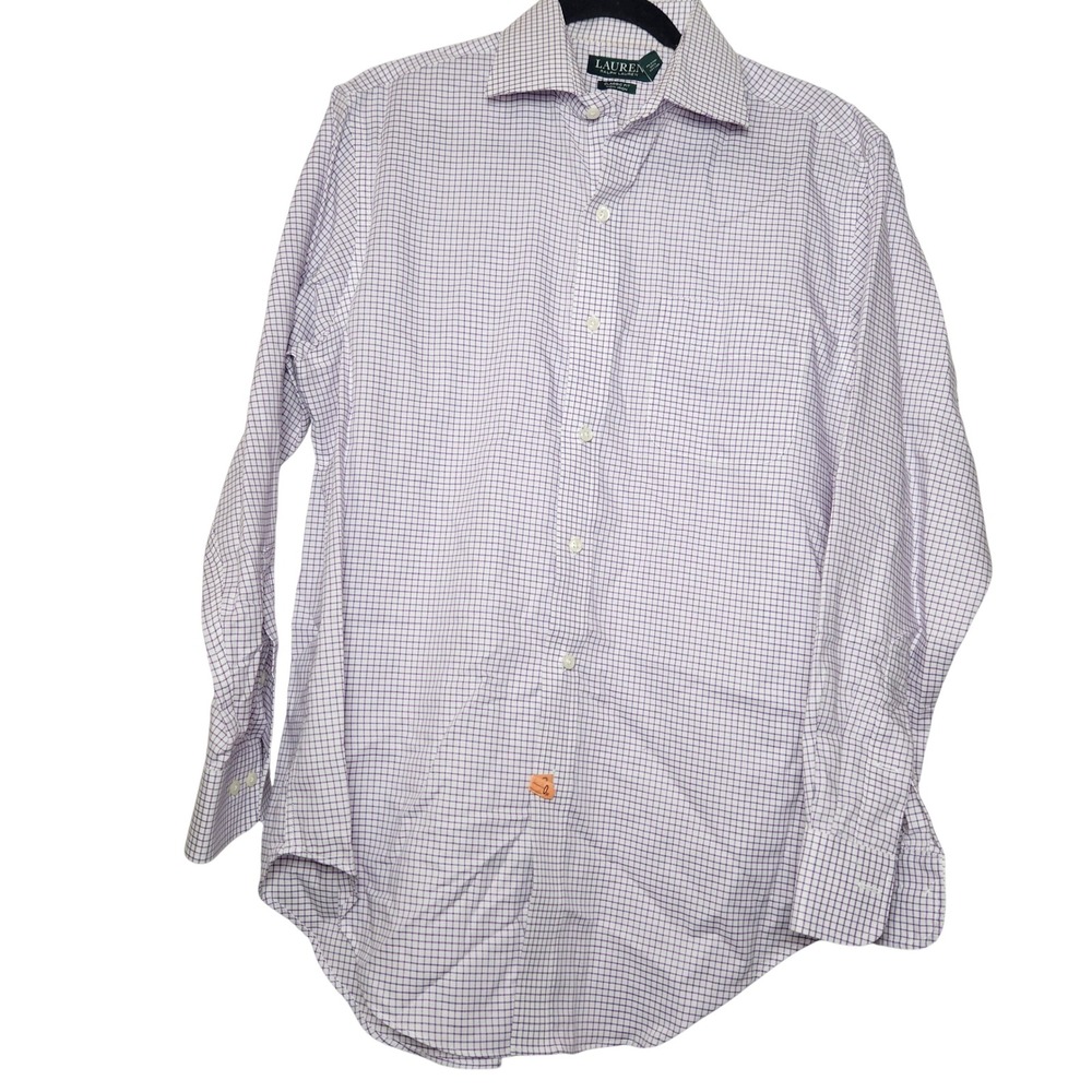 Lauren Ralph Lauren purple check mens button down dress shirt size 15.5 32/33